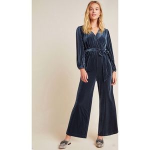 ANTHROPOLOGIE NWOT ALI & JAY BLUE VELVET JUMPSUIT